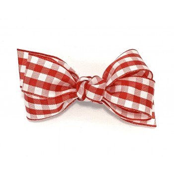 Red (Gingham) Satin Bow - 3 Inch